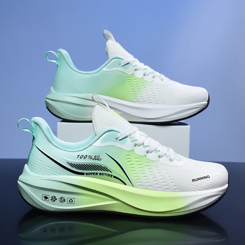 Marathon Air Cushion Carbon Plate Sports Running Shoes Men Breathable Lightweight Women Comfortable Nonskid Speciality Sneakers
