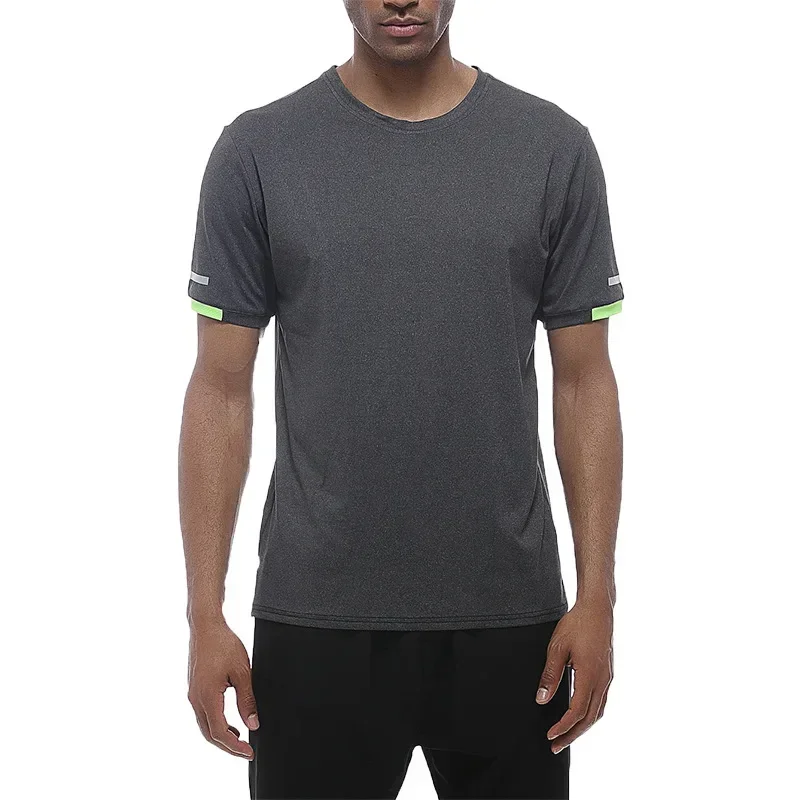 Camiseta de manga corta para correr al aire libre, ropa transpirable de secado rápido, entrenamiento al aire libre, cuello redondo, ropa deportiva para hombre