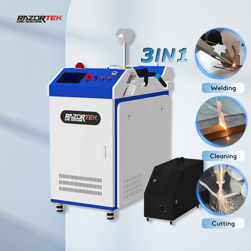 

Razortek 1500w 2000w 3000w 3in 1 three functions fiber cutting welding cleaning laser machine hot selling