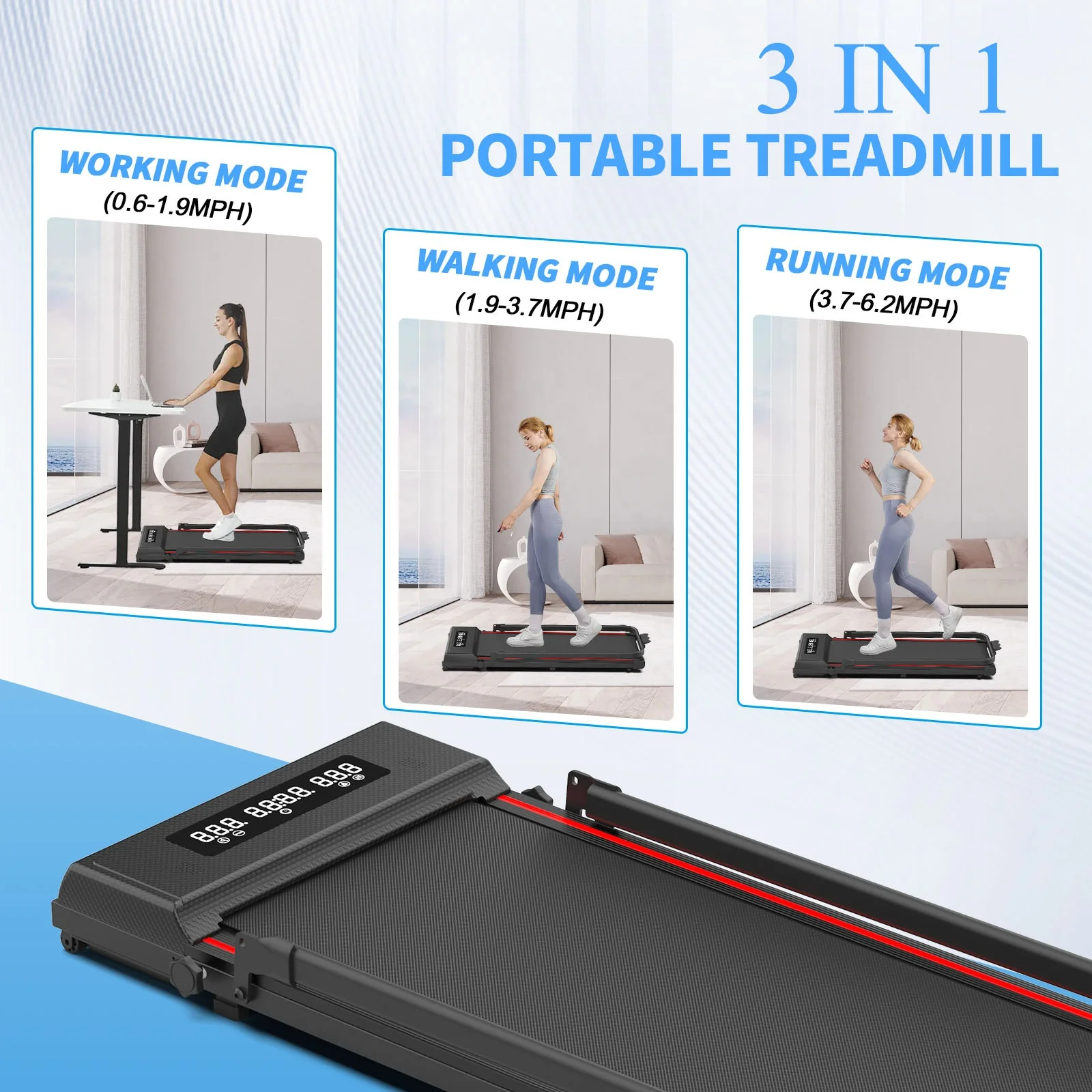 Folding Walking Pad Mini Under Desk Treadmill Machine Running Foldable Fitness Manual Electric