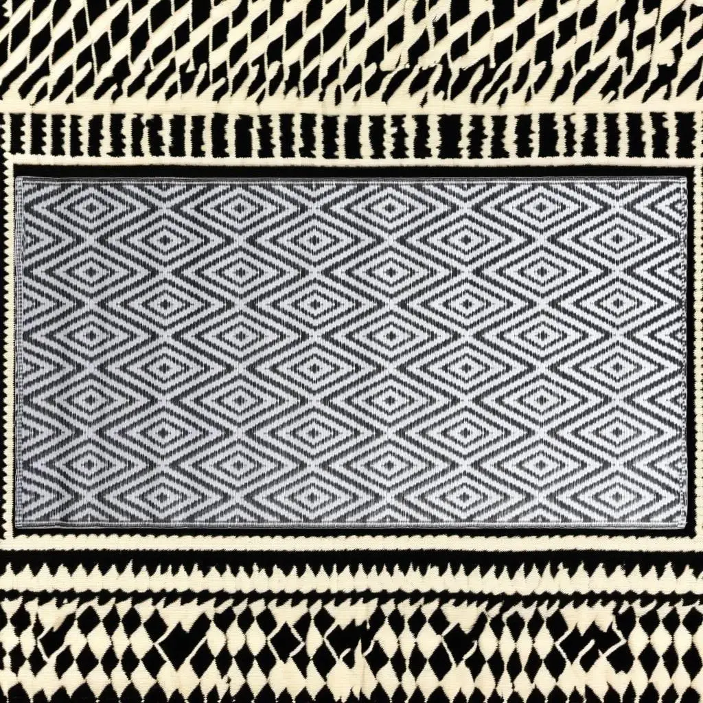 Stylish Outdoor Carpet 160x230 cm - Elegant Black & White Design, Durable PP Material