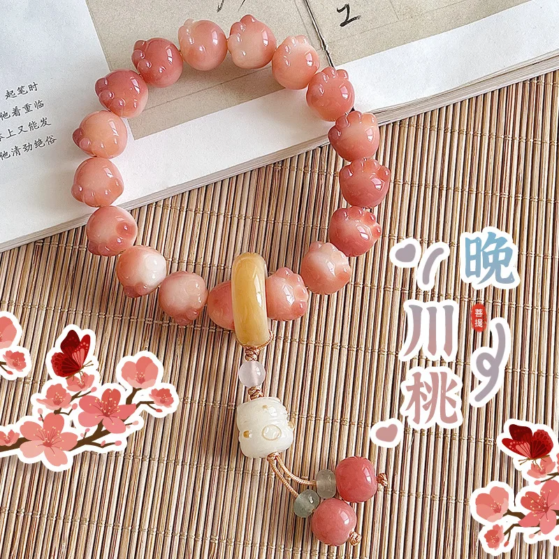 Natural Micro-Powder Bodhi ,-Paw Design, Single-Strand Bracelet, Handheld Prayer Beads,