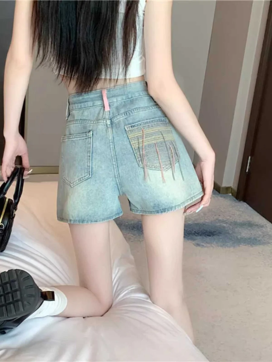 

High Waist Denim Shorts Women Summer New plus Size Sexy Design Loose A-Line Skirt Hot Pants for Young Women 18-24 Years Old