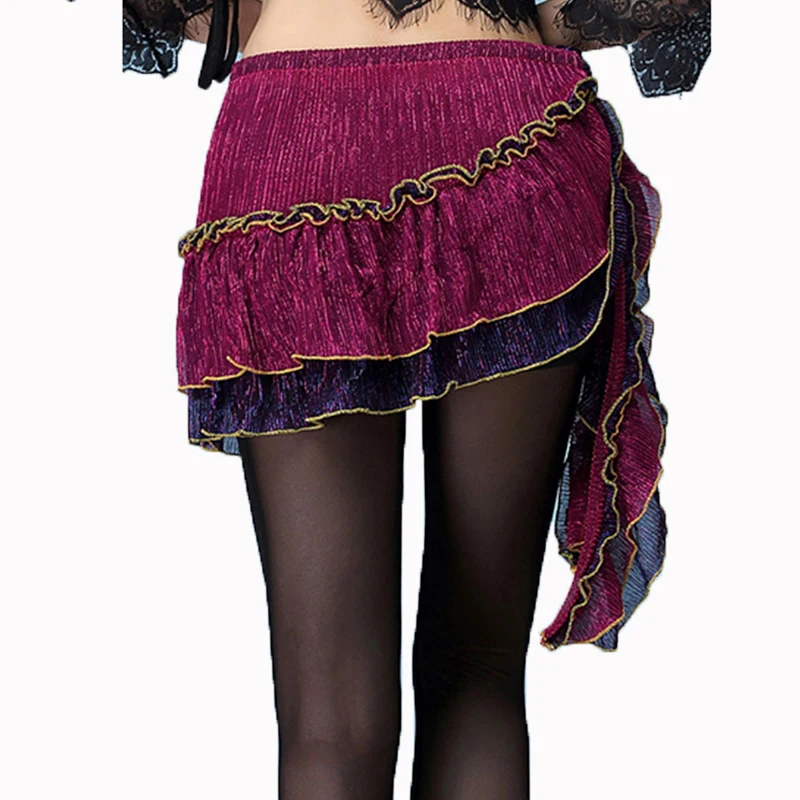 

Women Belly Dance Ruffled Hip Wrap Oriental Clothes Costume Accessories Wrap Belts Hip Scarf Belly Dance Belt Short Mini Skirts