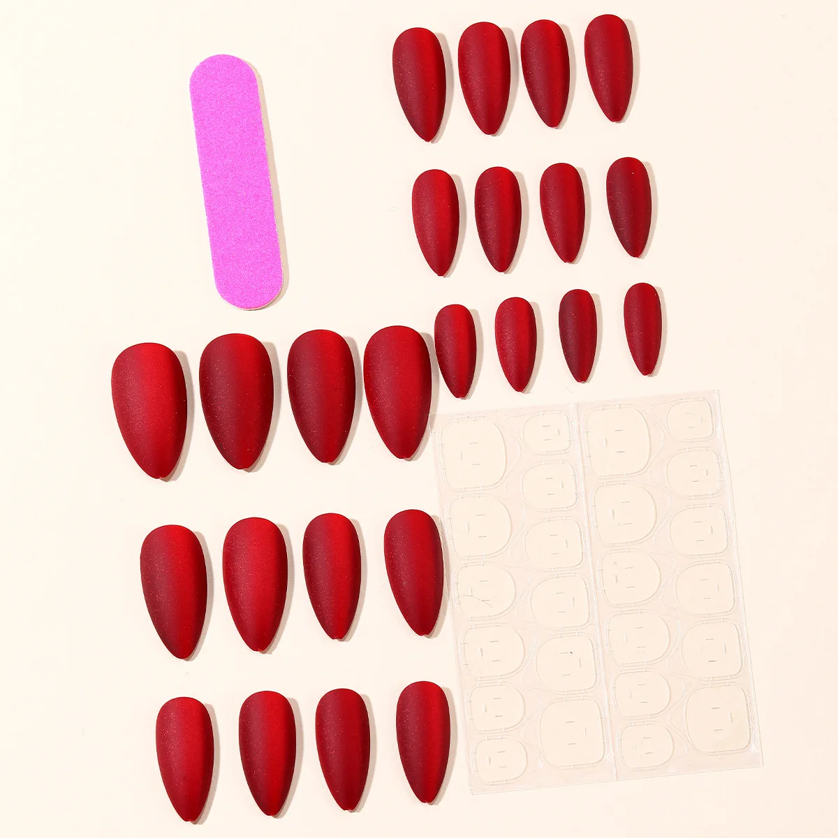 Medium Fake Nails for Women Girl New Year Red Velvet Matte Surface Almond Ballet Shaped Full Cover Nail Tips Press On False Nail