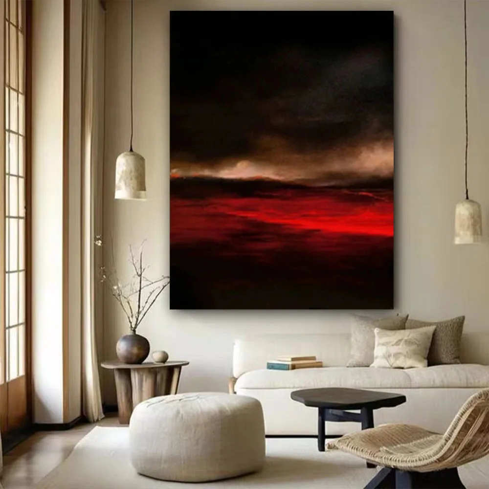 

Blue Texture Abstract Oil Painting Handmade Drawing Home Wall Art Canvas Poster Decor Living Room Horizontal Panel Exhibition