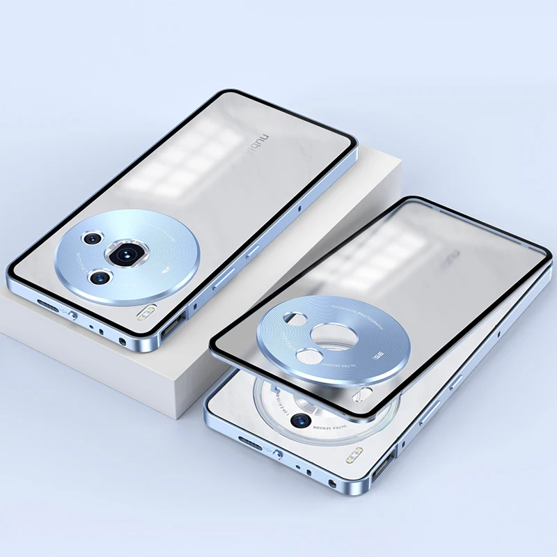 

Metal Phone Case Elastic lock buckle For Nubia Z50S Pro z60 Z70 Ultra Single sided Matte Clear Back Lens Protection Cover cases