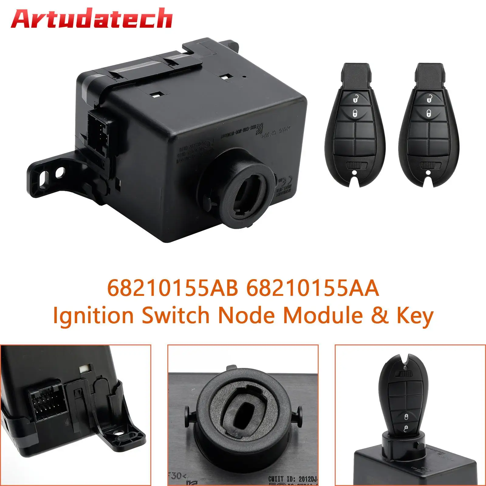 Artudatech Ignition Switch Node Module & Key 68210155AB 68210155AA for Dodge Journey 2008-2010 Car Accessories