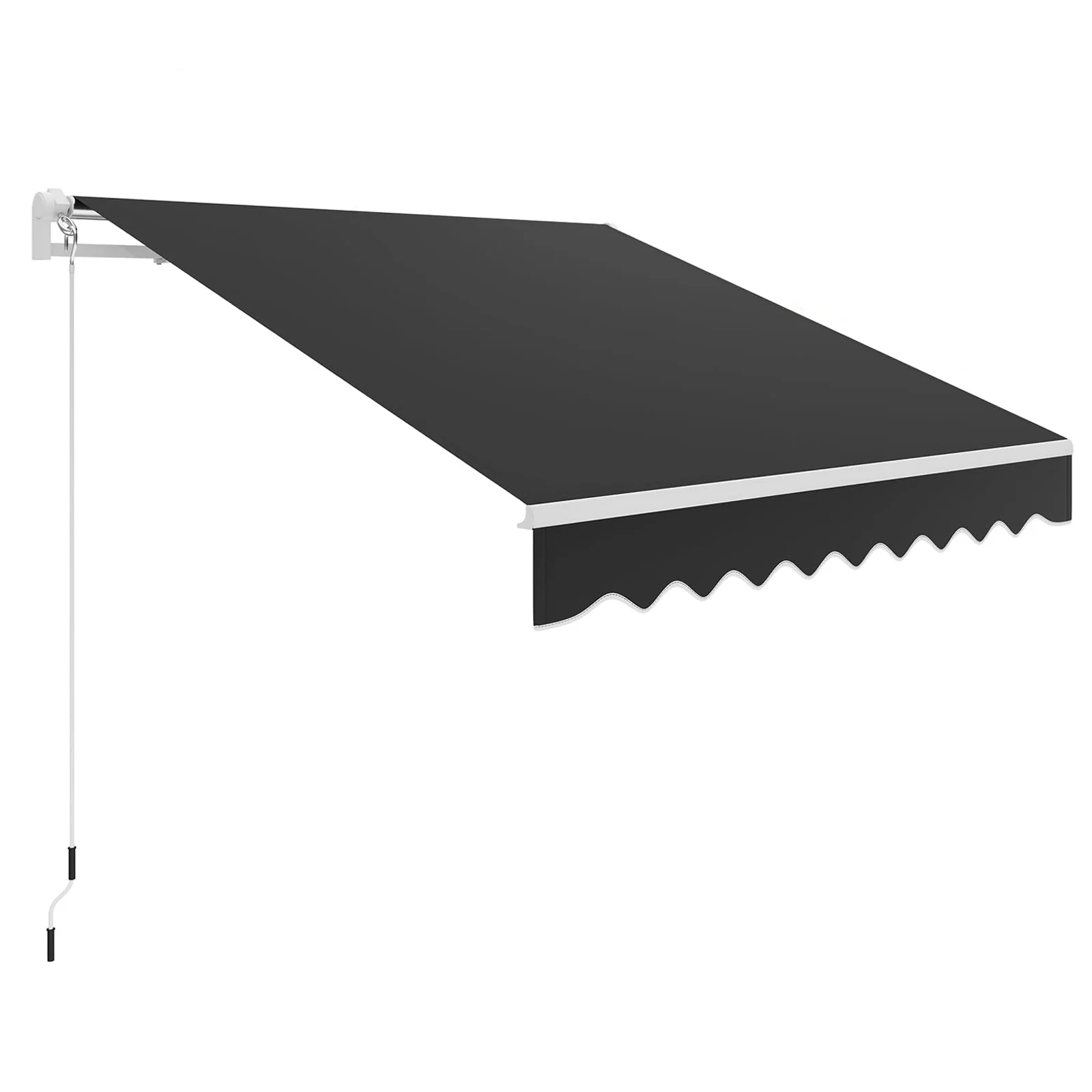 350x250cm Uittrekbare zonnescherm UV50+ waterafstotend terraszonnescherm met scharnierende arm balkon zonnescherm met handkruk wandmontage