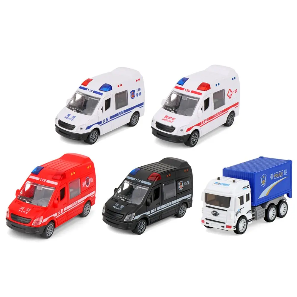 ABS Openable Door Smooth Surface Car Model Police Car Fire Truck Ambulance Children Boy Gift Inertial Car Toy