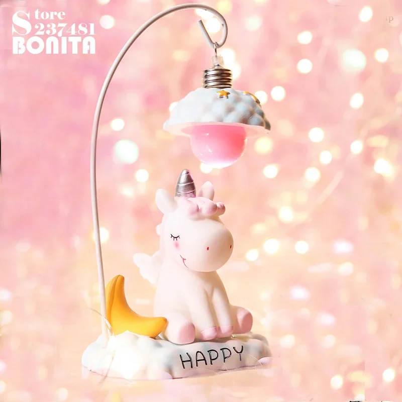 Unicorn stars night light Pegasus table lamp Girl heart decoration desk lamp Birthday gift christmas kids girlfriend gift