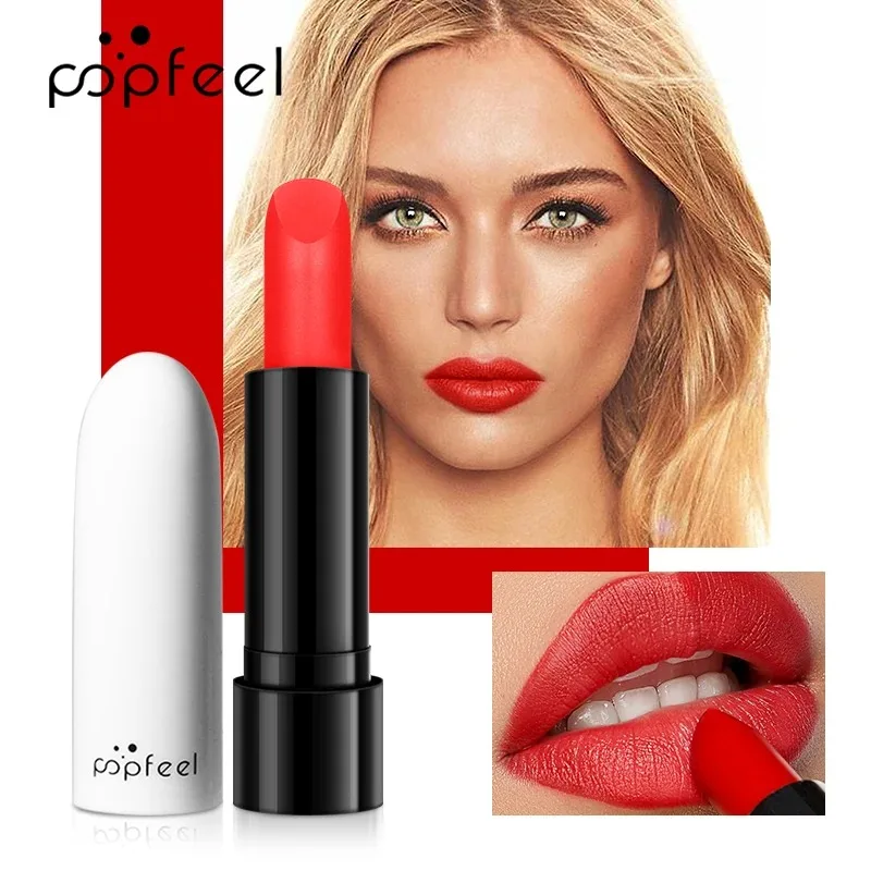 POPFEEL 5 Color Lipstick, Matte Moisturizing Lipstick, Long-Lasting Dark Red Purple Brown Orange Red