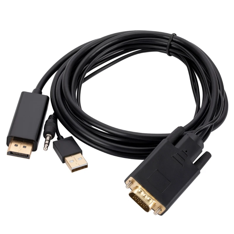 VGA to DisplayPort Cable 6ft Cord with VGA Ports to Monitors