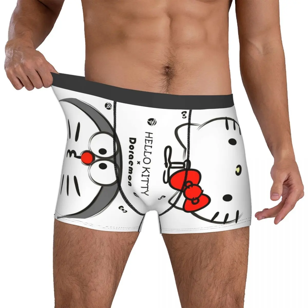 Men Kawaii Doraemon Hello Kitty Cartoon Boxers Shorts Novelty Japanese Anime Underwear Printed Novelty Shorts Boxer Briefs