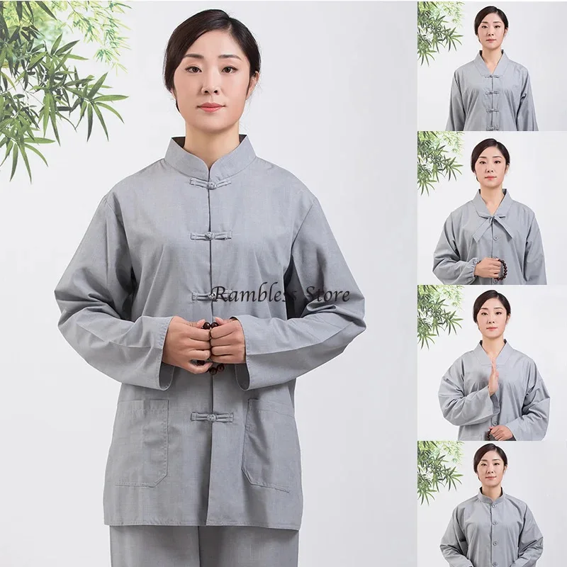 Traditional Chinese Buddhist Monk Clothing for Women Laymen Meditation Uniforms Sets Buddhism Monk Robes Clothes