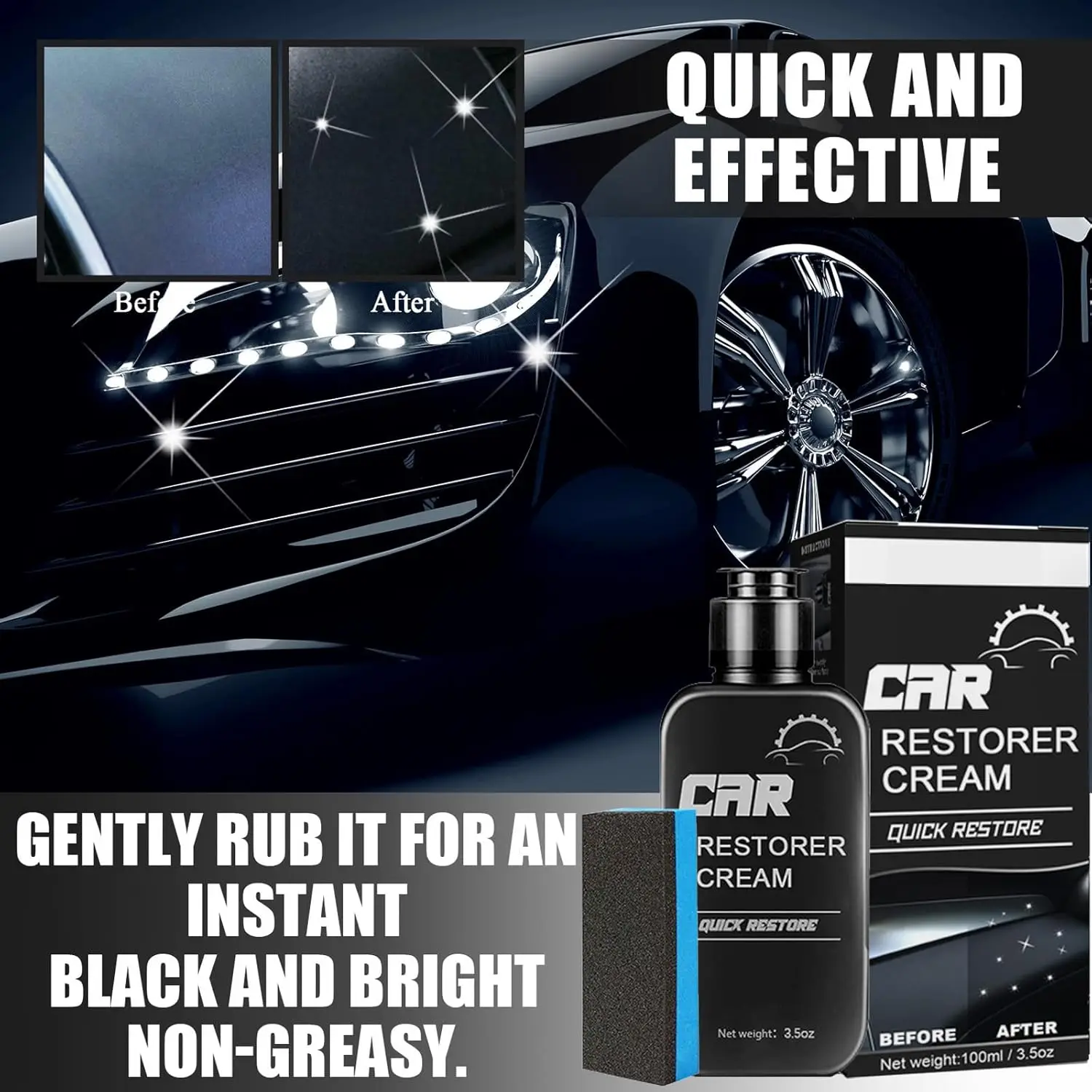 Restaurador  Plásticos para ,.5 Fl Oz Automotive  and Interior  Scratch Remover ,Car Plastic Restorer Black,Plastic Restorer fo