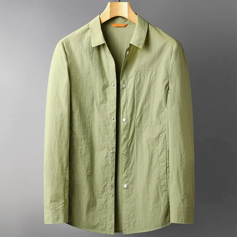 Sunscreen Shirts Men Solid Color Casual Jackets Spring Summer Trendy Loose Shirt Sun Protection High-end Feel Streetwear Clothes
