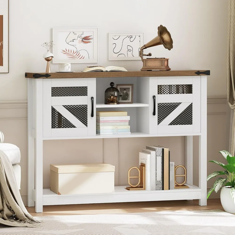 

Farmhouse Entryway Table with Storage, 43.3" Small Console Tables for Entryway, Rustic Hallway Table, with Open Shelf and
