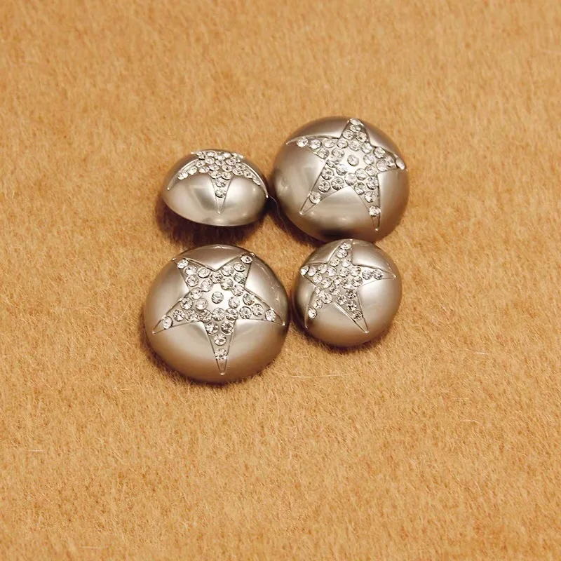 6PCS Mushroom Type Golden Silver Rhinestone Buttons for Shirt Metal Shank Buttons for Clothes DIY Sewing Accessories
