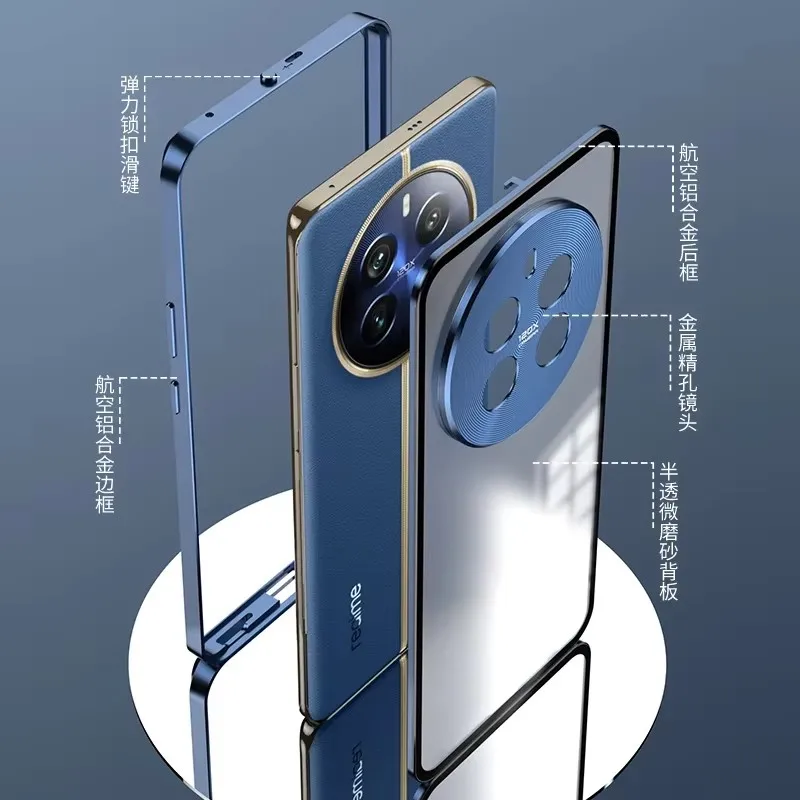 Aluminium Alloy Metal Bumper Frame Case For OPPO Realme 12 Pro Plus Matte Acrylic Back Cover For Realme 12 Pro 12Pro+ Plus Coque