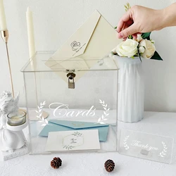 Acrylic Wedding Cards Box Elegant DIY Envelop Gift Card Money Gift Holder Box for Graduation Events Celebration Birthday Parties