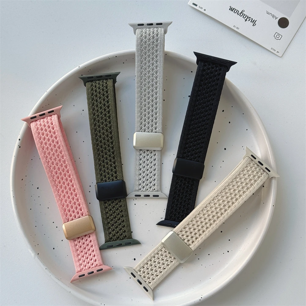 Band For Apple Watch Series 10 46mm 42mm 9 7 8 5 6 44mm 45mm 40mm 38 41mm 4 3 2 1 49mm Bracelet Double Loop Knitted Nylon Strap