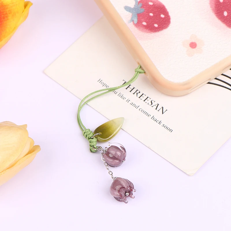 1PC Cute Tulip Flowers Strap Lanyards Charms Mobile Phone Case Keychain Car Key Chains Headset Cover Hang