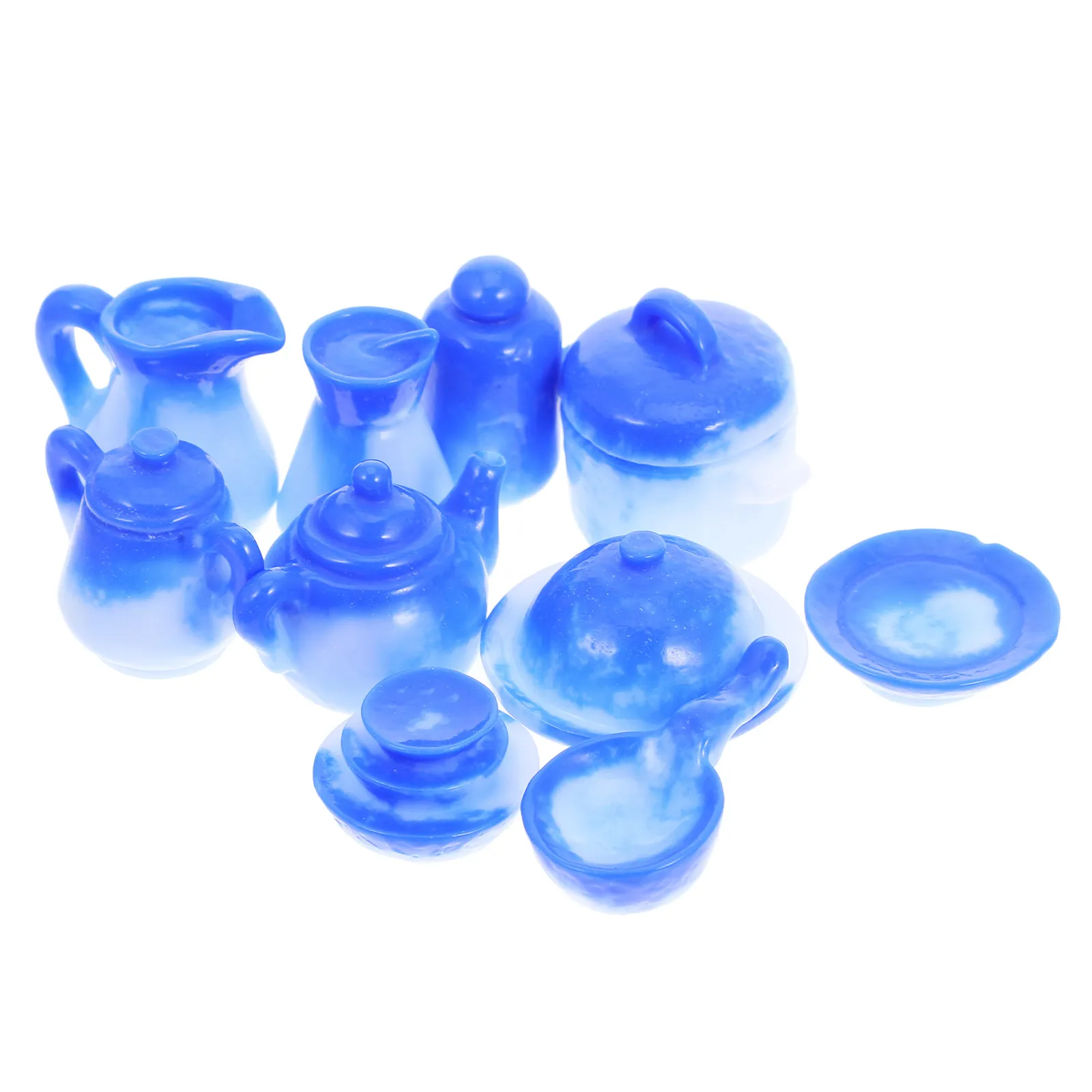 

Набор из 10 миниатюрных сине-белых фарфоровых тарелок и бокалов для вина: реалистичное художественное украшение, декор для кухни, подарок для дома