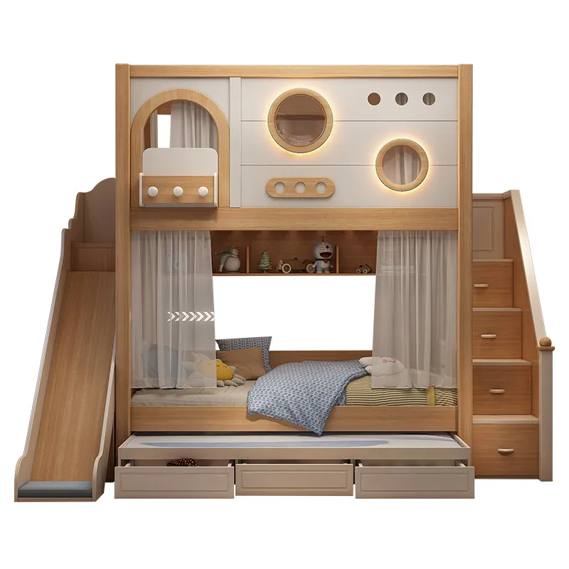 #Children's bed bunk High and low Boys and girls Bunk bed Upper and lower Space capsule Two-layer mother-child bed El