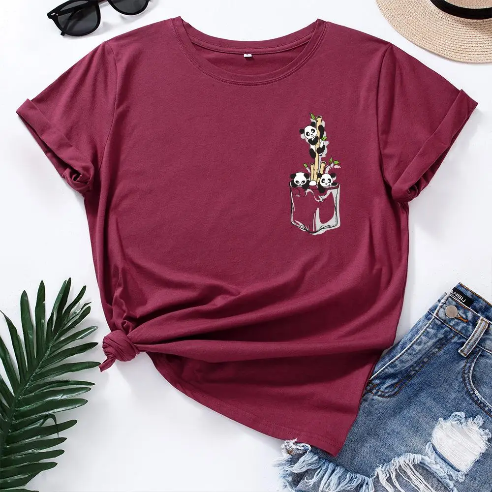 Damen Street Sle Cotton ort Sve T-Shirt Loose Fit Bedrucktes Casual Top Summer Faion Damen T-Shirt