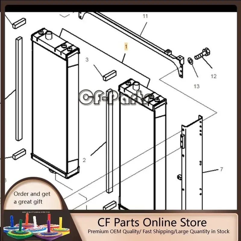 

For Komatsu Bulldozer D155A-6 D155AX-6 D155A-6R D155AX-6A Water Tank Radiator Core ASS'Y 17A-03-41111