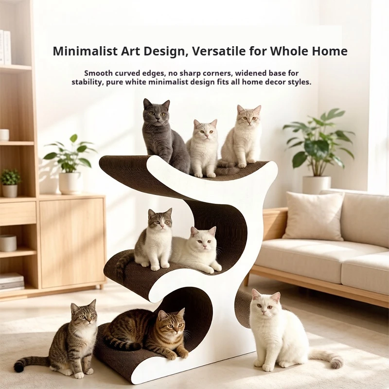 All-in-one Compact Non-occupying Home Post Supplies cat Tree Cat Scratcher Cardboard