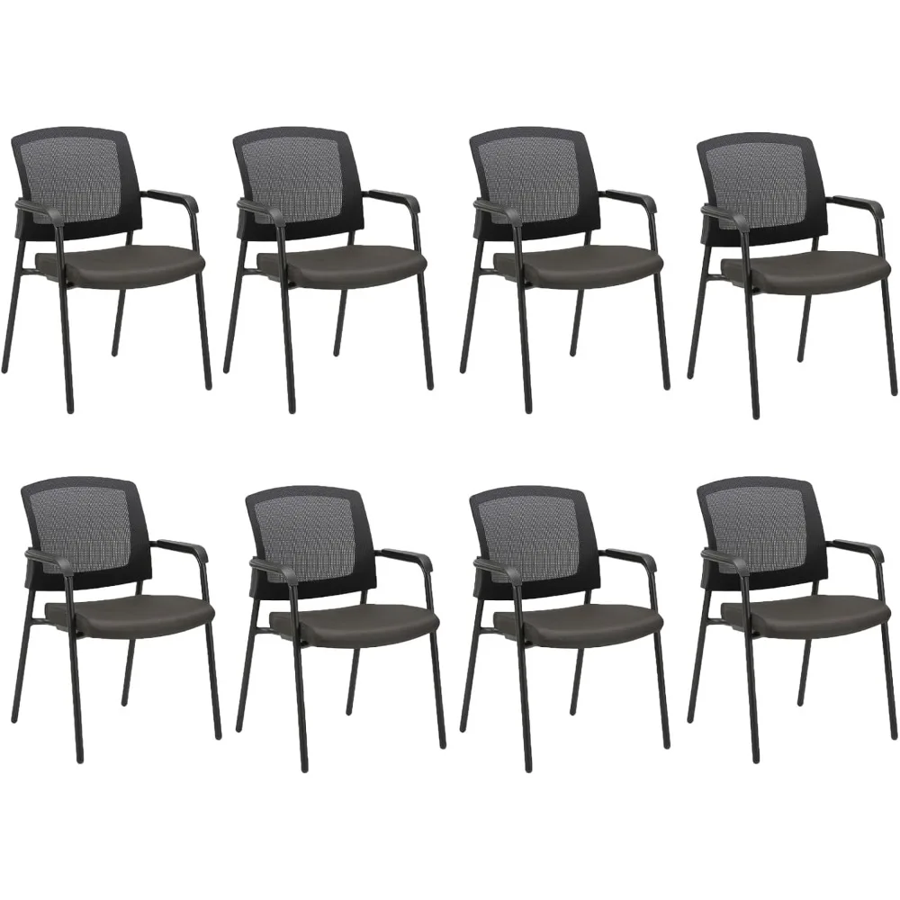 

Black Stacking Chairs Stackable Waiting Room Chairs with Armrest, Mesh Office Reception Guest Chair for Home Desk Conference