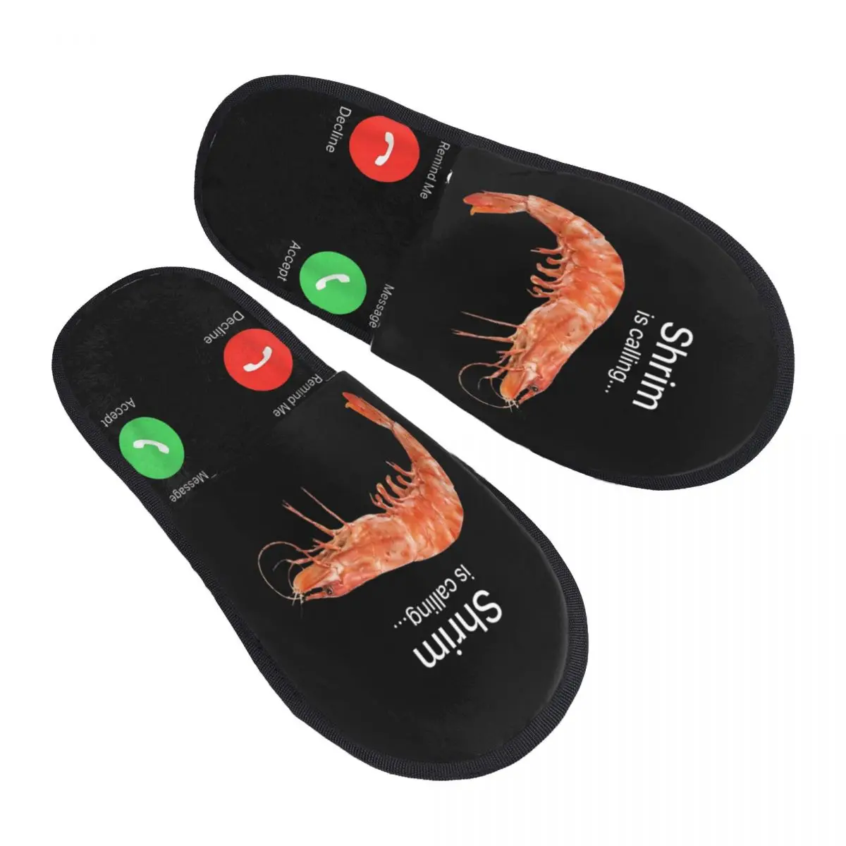 

Shrim Is Calling Meme Funny Shrimp Fish Fih Plush Slippers Bedroom Soft Memory Foam Slides Non-skid