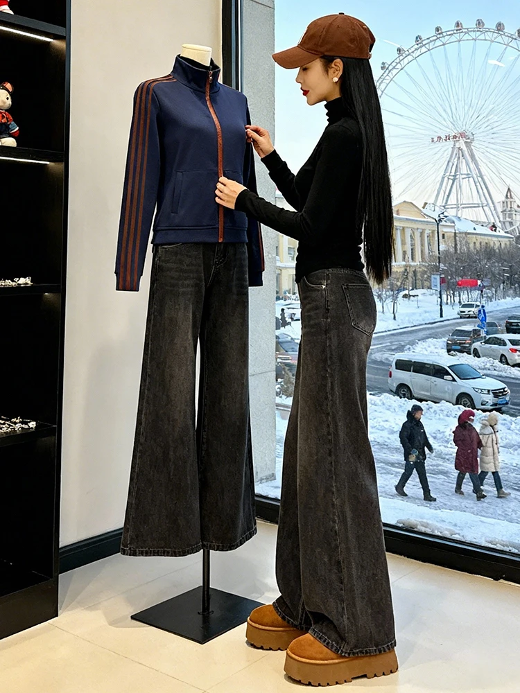 معطف نسائي من Thiened Fce بياقة واقفة من القطن كاجوال بقصة ضيقة للشتاء الدافئ وسحاب للإغلاق ملابس خارجية بلون Blo