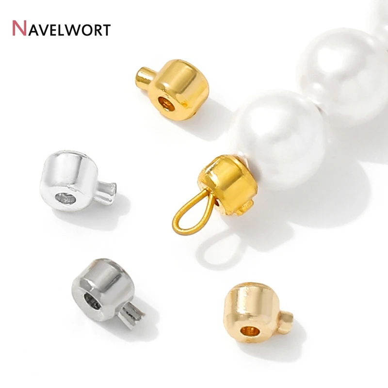 18K Vergoldete Messing-Klemmperlen DIY Armband-Stopper-Perlen Verschlüsse Endklemmen Schnappverschlüsse Schmuckherstellungszubehör