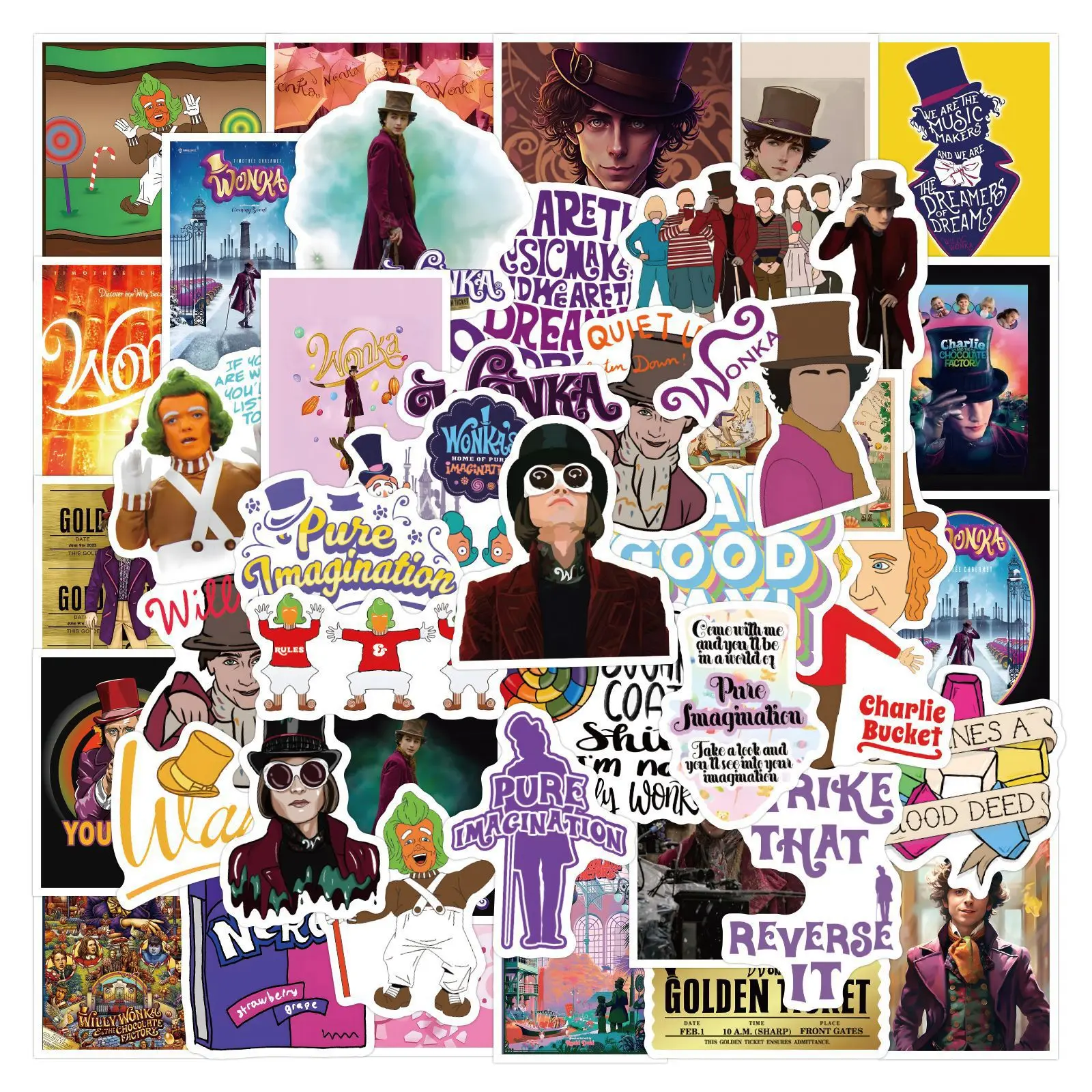

50PCS Wonka Stickers Graffiti Stickers DIY Diary Phone Case Handmade Scrapbook Aesthetic Stickers