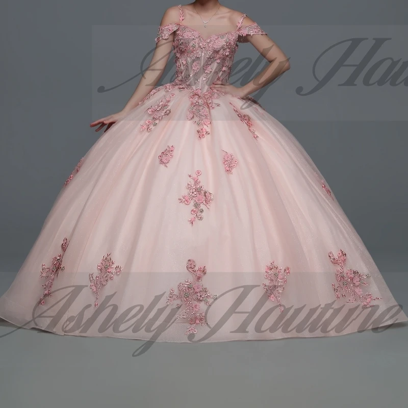 ที่กําหนดเอง Elegant Quinceanera ชุดลูกไม้ Applique Corset Ball Gown ผู้หญิงพรหมชุดวันเกิด Vestido De xv Anos 15 16