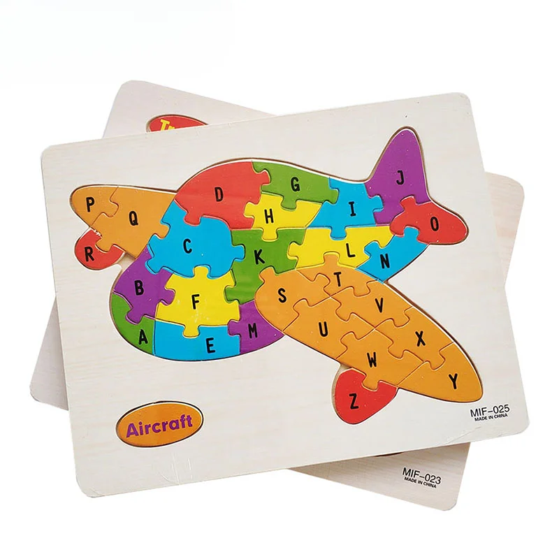 Puzzle en bois de 26 lettres de l'alphabet anglais pour bébé, jouet d'apprentissage précoce pour enfant