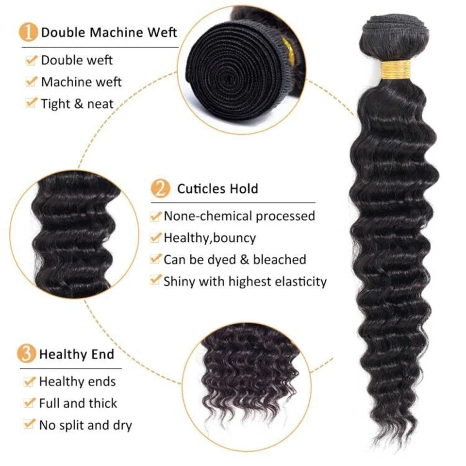 Extensiones de cabello humano rizado sin procesar, mechones de onda profunda, 10A, brasileño, rizos Pixie, tejido, venta al por mayor