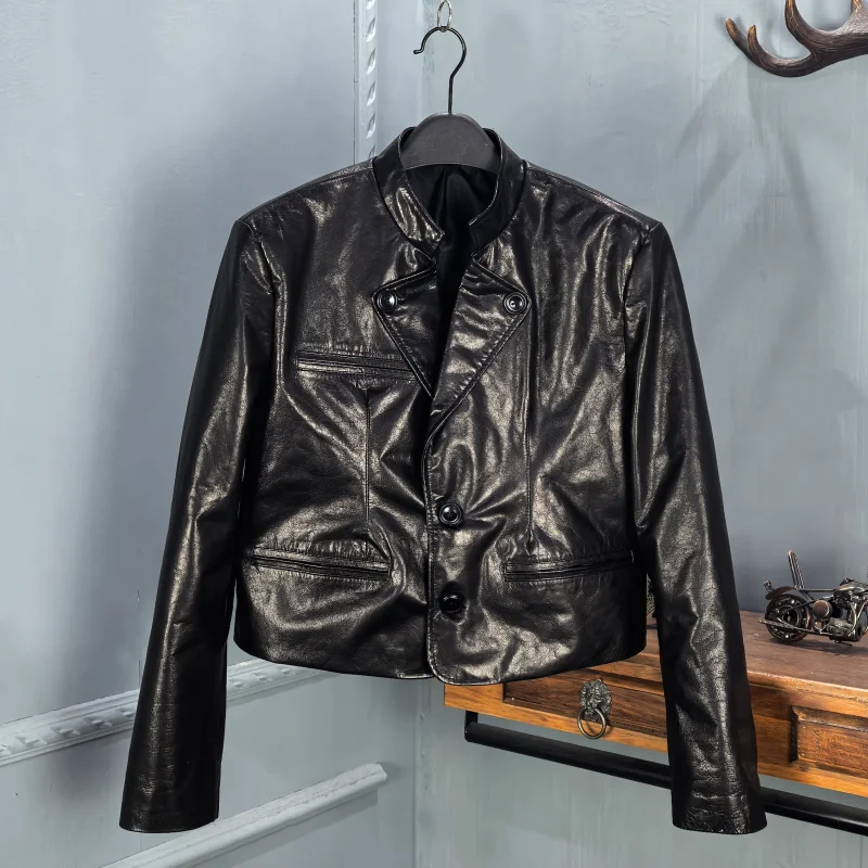 

Весна 2026: Модная женская укороченная куртка из натуральной овчины, приталенная, повседневная, с длинными рукавами, молодежная верхняя одежда