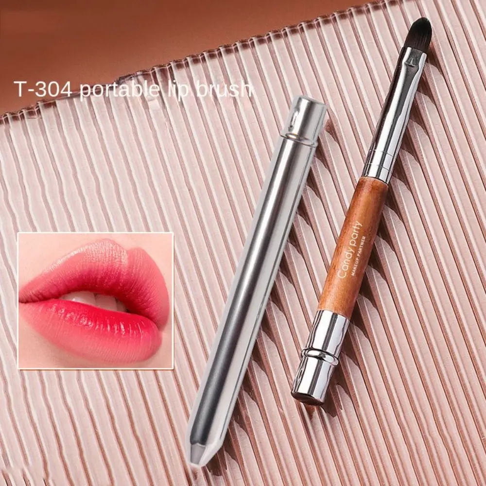 Lady with Protect Cap Metal Handle Eyeshadow Applicator Makeup Brush Lip Brush Cosmetic Brush Concealer Brush Lipstick Brush