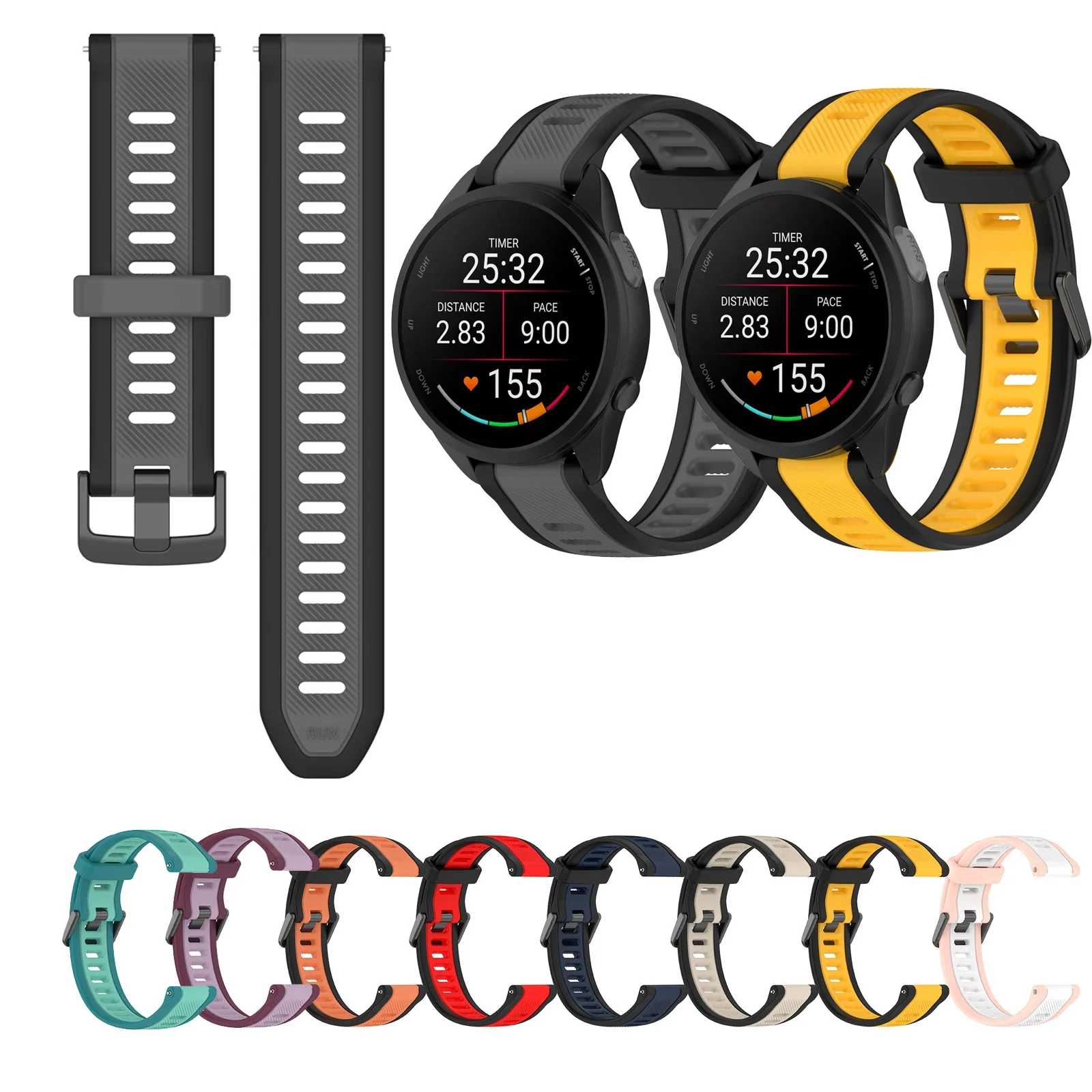 Silicone Strap For Garmin Forerunner 265 255 255S 265S 245 245M 645 645M 55 158 165 Smart Watch Patchwork Wrist Band