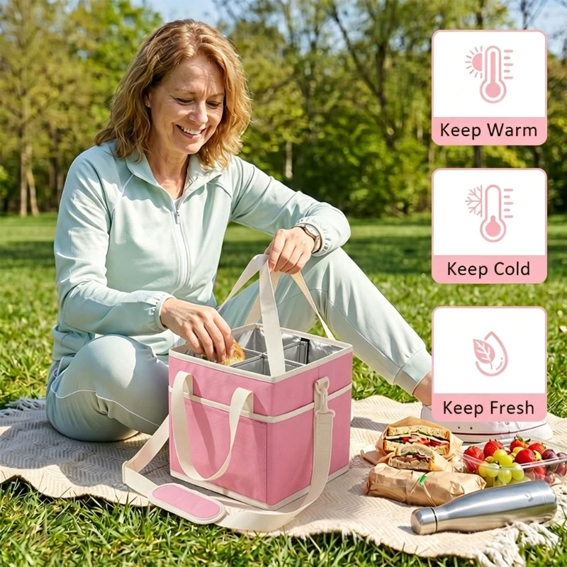 4 Divider Drink Bag for Hot and Cold Cups, Insulated Coffee Pickup Bag with Hand Carry for Daily Delivery Use and 69HD