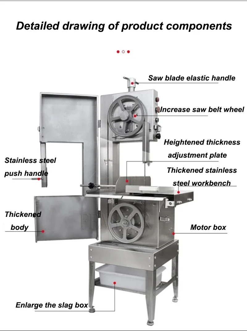 Segatrice elettrica per taglio osseo Taglierina per ossa per sega a nastro commerciale automatica da tavolo in acciaio inossidabile per cucina domestica