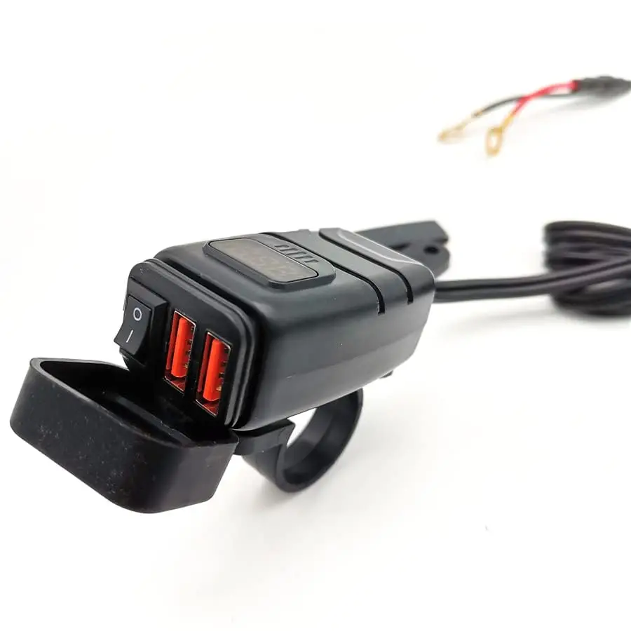 

12 В мотоциклетное зарядное устройство с двумя USB-портами, крепление на руль, вольтметр QC3.0, быстрая зарядка x1
