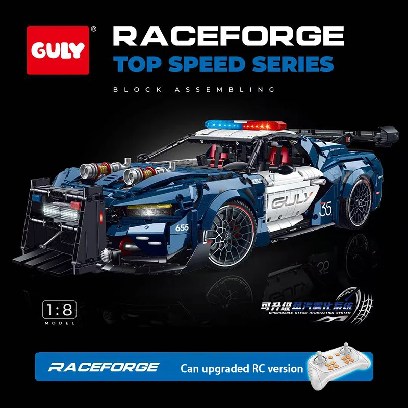 

3975 pieces 1:8 Super Sports series building blocks MOC remote control Super Sports model Mustang police car puzzle toy birthday