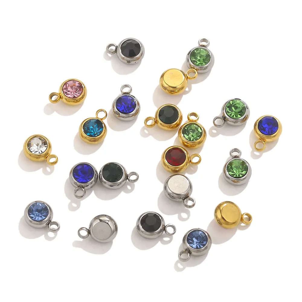 20pcs 6mm Stainless Steel Zircon Charms for DIY Jewelry Necklace Bracelet Findings Earrings Making Charm Jewelry Findings