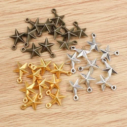 30pcs 11x8mm Star Charms 3D Solid Star Tibetan Silver Plated Gold Bronze Pendants Antique Jewelry Making DIY Handmade Craft