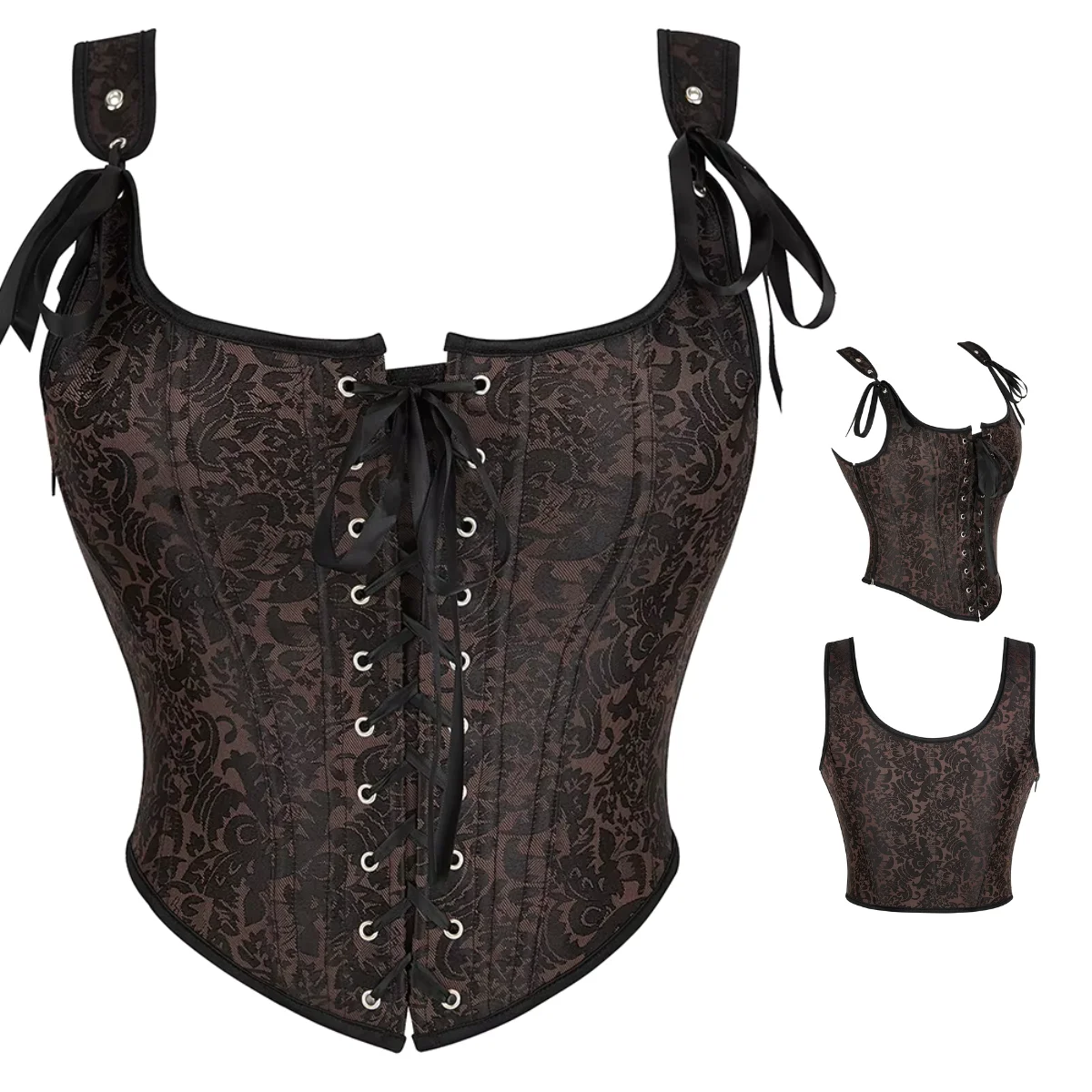 

Готический корсет Корректирующее белье для женщин с завязками на костях Overbust для похудения талии Cincher бюстье Bodyshaper топы на бретелях боди в стиле стимпанк жилеты